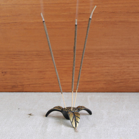 Brass palm tree incense holder by Walter Bosse, Vienna c.1950. For sale at UK design gallery Art & Utility, shipping worldwide.