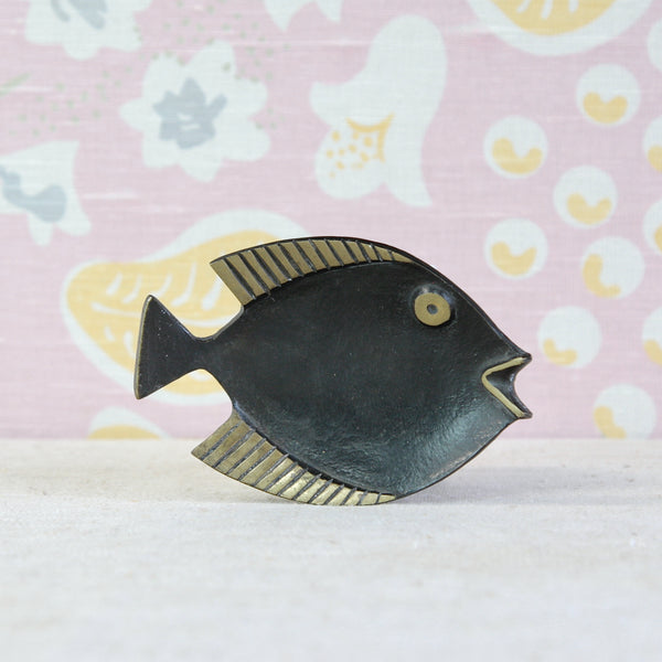 Walter Bosse fish-shaped brass tray designed for Herta Baller in Vienna, Austria, during the 1950s.