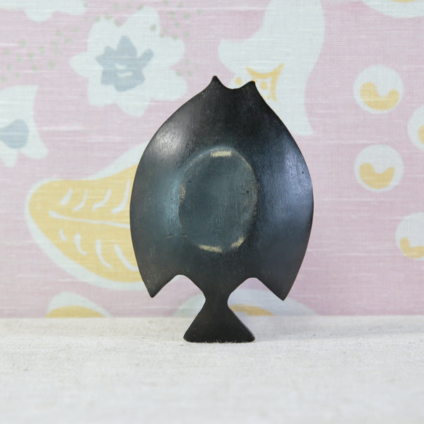 Back view of collectable Walter Bosse fish vide-poche in patinated brass, part of the designer's distinctive mid-century animal designs.