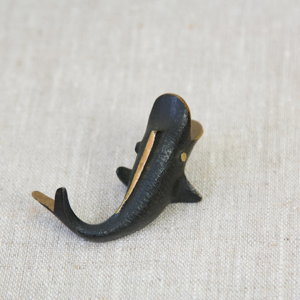 Mid Century Modern patinated brass fish pen holder by Walter Bosse