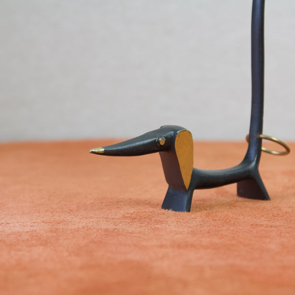 Walter Bosse design pretzel or ring holder in the form of a stylised dachshund