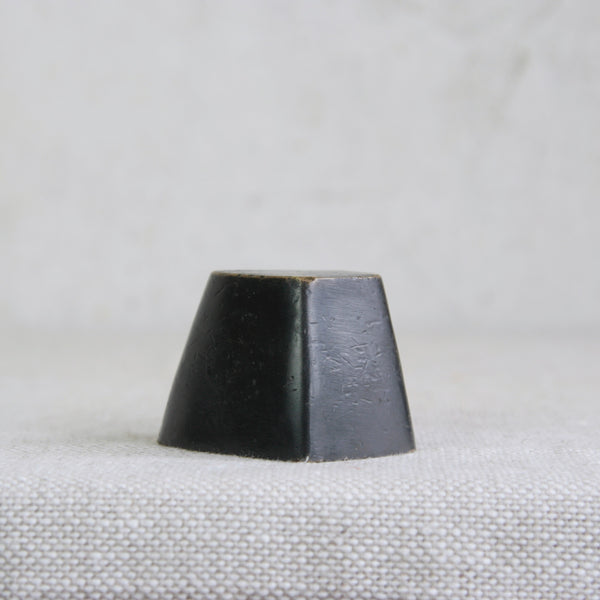 A Walter Bosse brass vessel with square tapered form and patinated finish, mid-century Vienna metalwork.