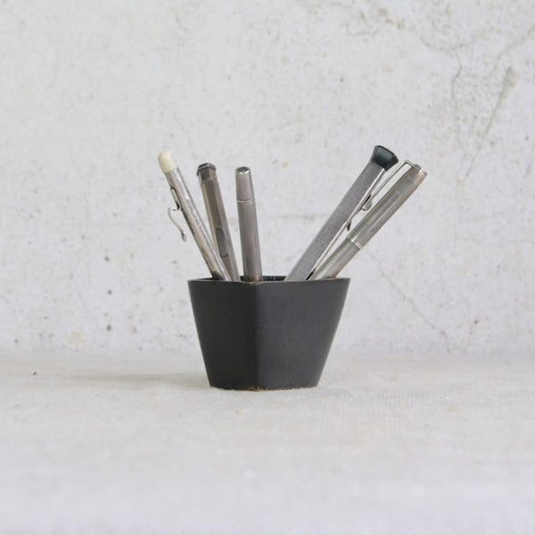 A Walter Bosse square-form brass vessel produced by Herta Baller in Vienna, Austria, during the 1950s, showcasing elegant mid-century modern design.