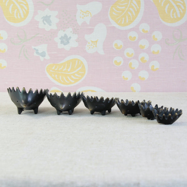 Original vintage Walter Bosse stacking hedgehog ashtrays, an enduring example of characterful and functional mid-century design.