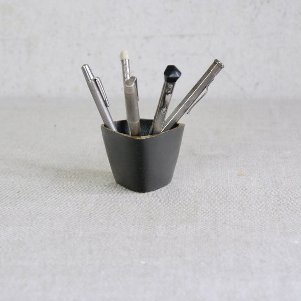 Handmade square-form vessel by Walter Bosse in patinated and polished brass, an iconic example of mid-century Austrian modernism.