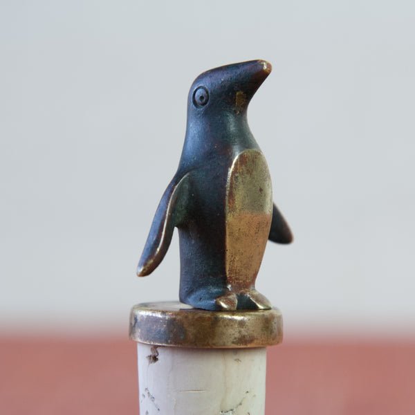 Walter Bosse penguin bottle stopper -a statement bar accessory from the 1950s.