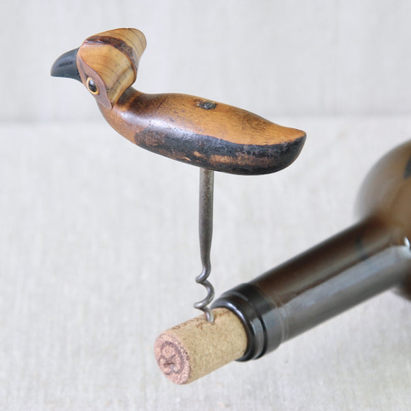 Bernard Charles Howell bird design for YZ, with an expressive profile created from a rattan head, glass eyes and oversized Bakelite beak.