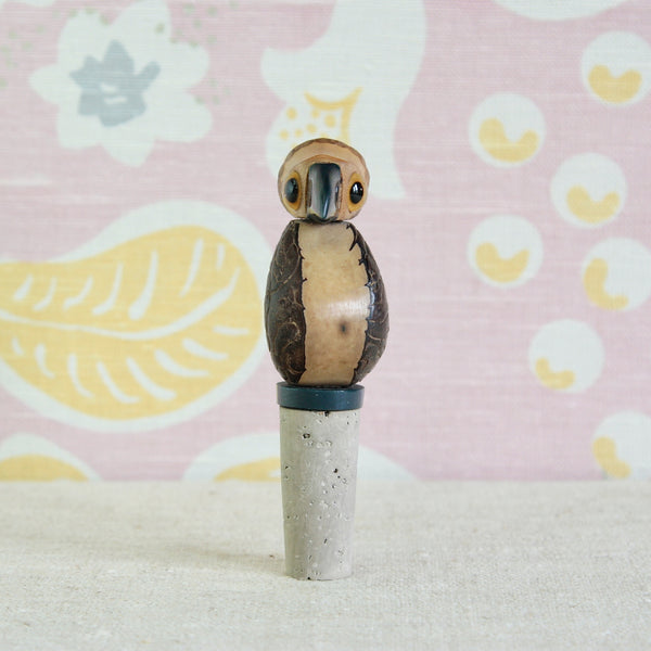 Collectable British Art Deco YZ Nut Bird bottle stopper in tagua nut and phenolic resin