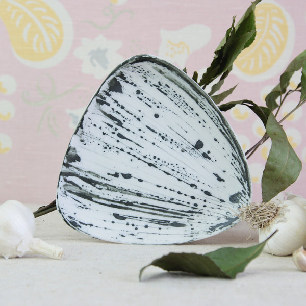 Susan Parkinson biomorphic dish with lively abstract decoration, reflecting the post-war British ceramic movement associated with Dora Billington and the Picassoettes
