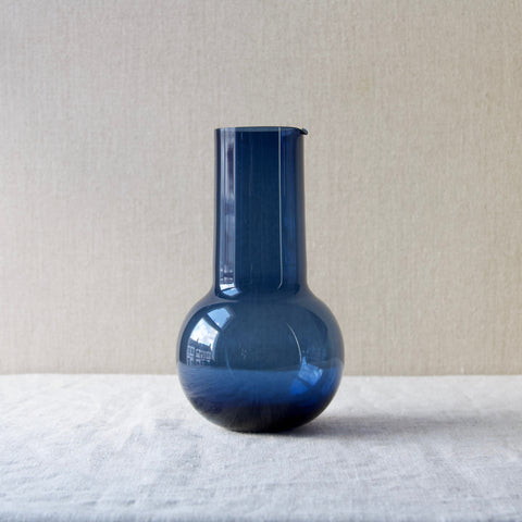 1950's Modernist blue glass pitcher designed by kaj Franck for Nuutajarvi Notsjo, Finland