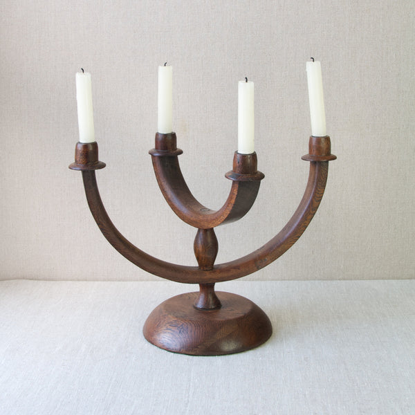 Turned and steam bent wood candelabra antique, handmade in England circa 1920 providing a classic country cottage style decor