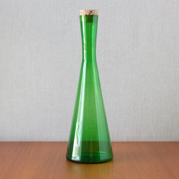 Large green glass Winston decanter by Per Lutken for Holmegaard