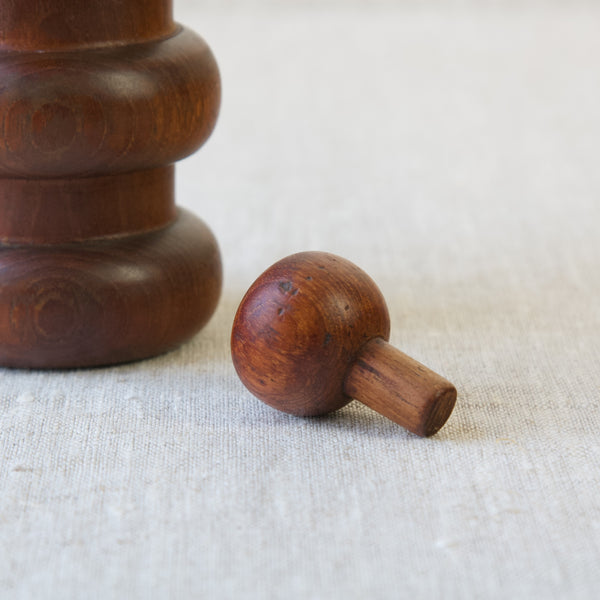 Round ball carved teak stopper for Jens Quistgaard pepper mill