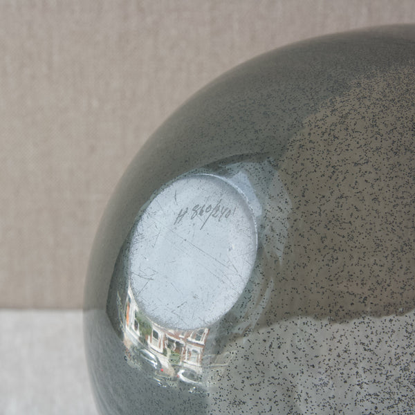 Close up showing the branding or hand etched signature to underside of Carborundum' bowl by Erik Höglund. Signature reads ‘H860/240’.
