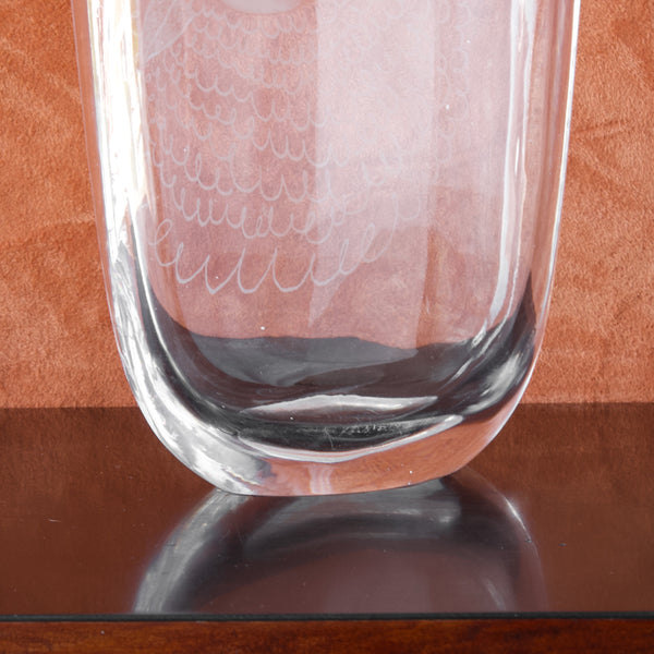 Detail of large Orrefors glass vase
