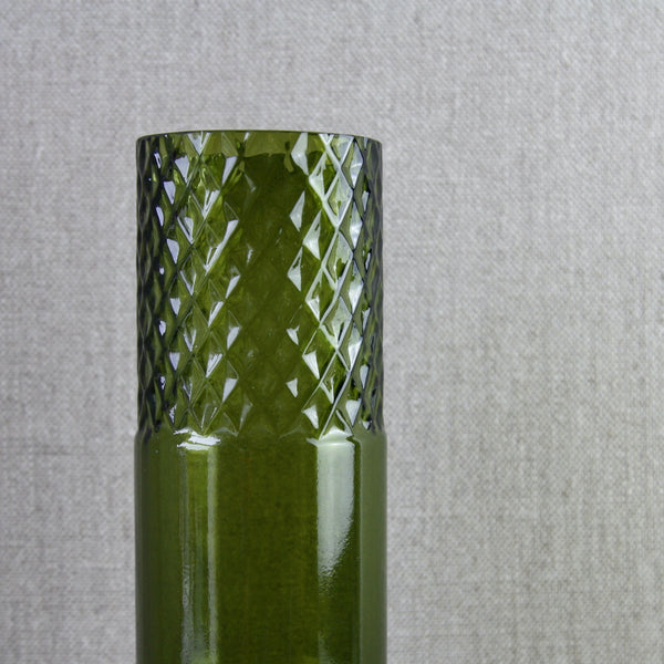 Detail of tamara aladin textured glass vase in olive green 1492 Riihimaki