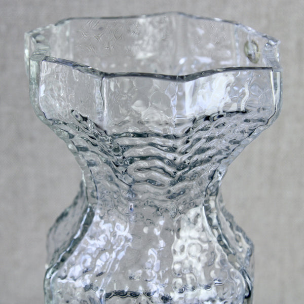 Detail of unusual textured surface on Nanny Still Fenomena clear vase