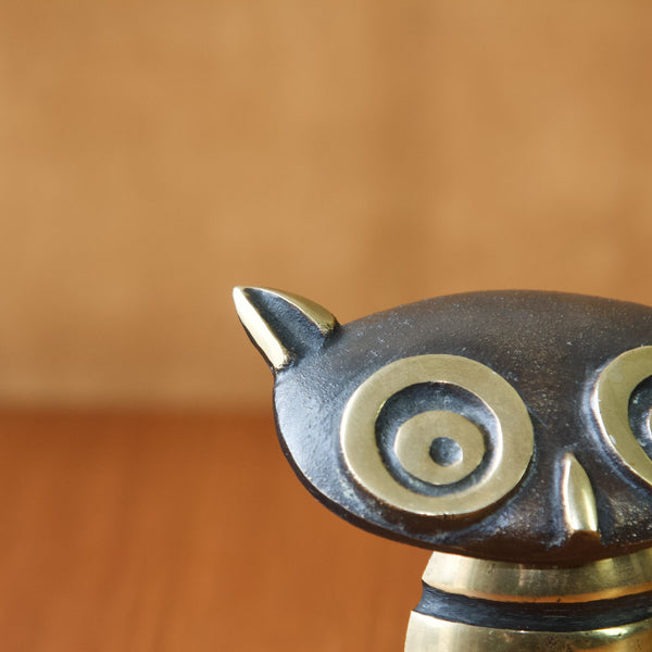 Close up showing the delicately rendered ear of an owl sculpture by leading 20th century Austrian designer Walter Bosse who was a contemporary of Carl Auböck II.