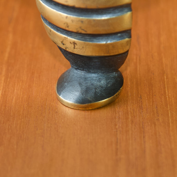 Close up showing the fine tool marks on the feet of a large Walter Bosse owl shaped bottle opener corkscrew. The high quality of manufacture is akin to Herta Baller's production but we believe this design was made after Bosse and Baller parted ways.