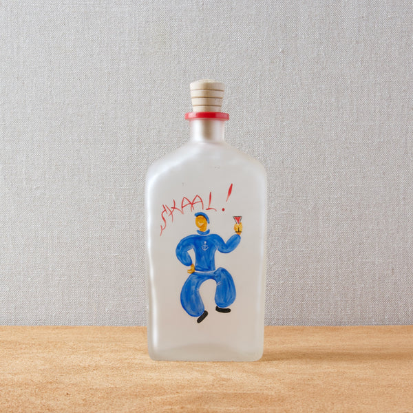 enamel painted 'Skaal!' decanter with sailor designed by Jacob Bang for Holmegaard