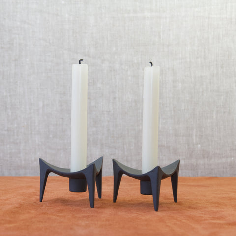JHQ Jens Quistgaard vintage cast iron 'Tripod'  candle holders, produced in the 1960's by Dansk Designs
