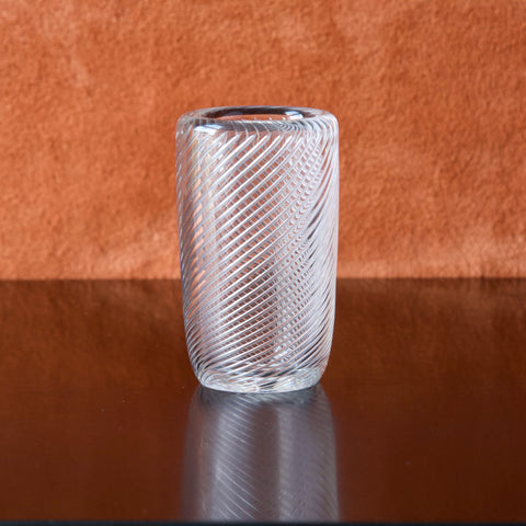 Kaj Franck glass in London, Air Filigree 'Vire' vase by Nuutajarvi Notsjo, Finland. 