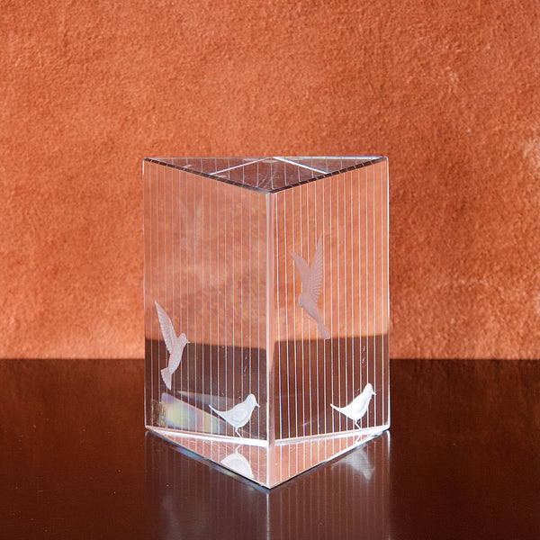 Kosta Sweden prism birdcage paperweight designed by Vicke Lindstrand