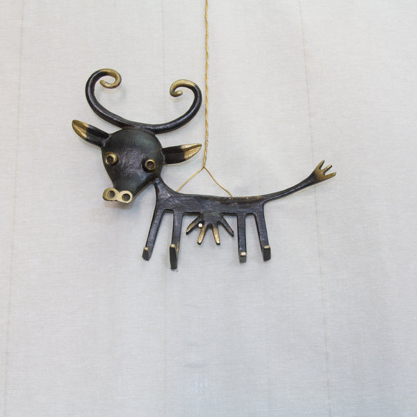 Brass cow key rack designed by Walter Bosse Herta Baller