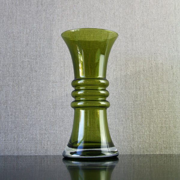 Finnish Modernist green glass Kielo vase by Tamara Aladin for Riihimaki Finland
