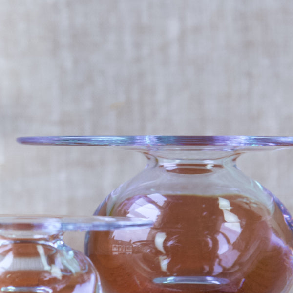Detail of rim of Nanny Still lilac large Saturnus glass vase 1960s Finland