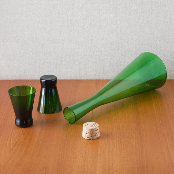 Per Lutken Winston decanter in green, inspired by laboratory glassware and produced in the 1950's, Denmark