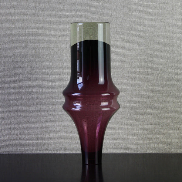 Aubergine glass vase by Tamara Aladin for Riihimaki, Finland