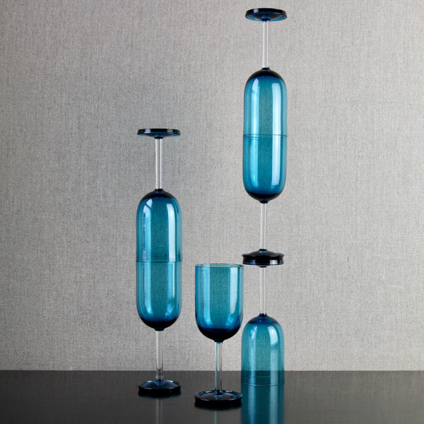 A stack of Harlekiini wine glasses designed by Finnish designer Nanny Still 