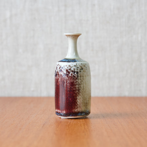 Stig Lindberg 1981 unique textured oxblood miniature vase