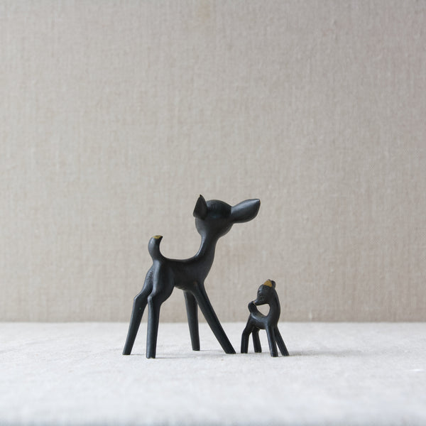 Bambi black patinated Walter Bosse deer figurines 1950s