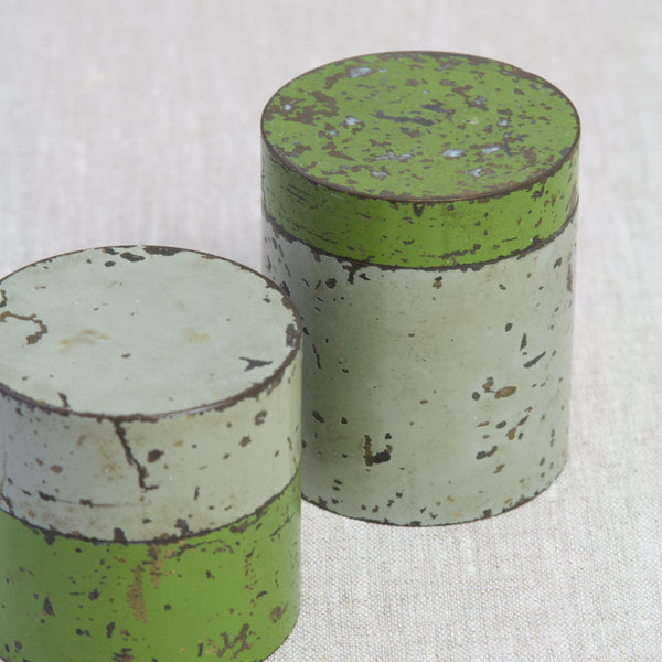 Detail showing the brilliantly nuanced and textured enamelled surfaces of two storage canisters inspired by German industrial designer, goldsmith and silversmith Hans Przyrembel.