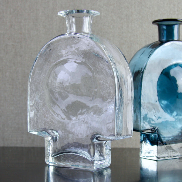 Two modernist Finnish glass 'Kyynel' bottle vases designed by Nanny Still 1973 