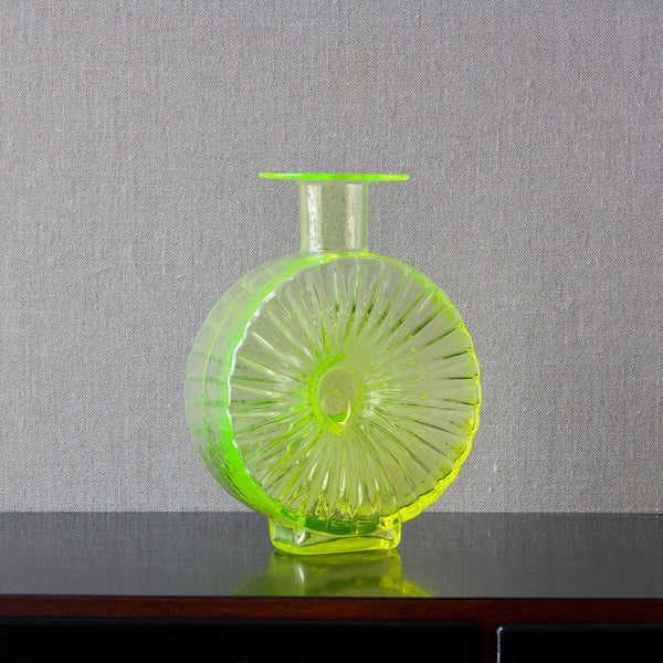 Uranium glass vase by from Riihimaki Finland designed by Helena Tynell 1960s