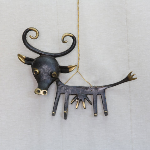 Modernist brass Walter Bosse cow key holder or rack
