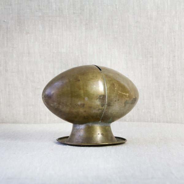 Antique brass rugby american football shaped money box made from artillery shells trench art