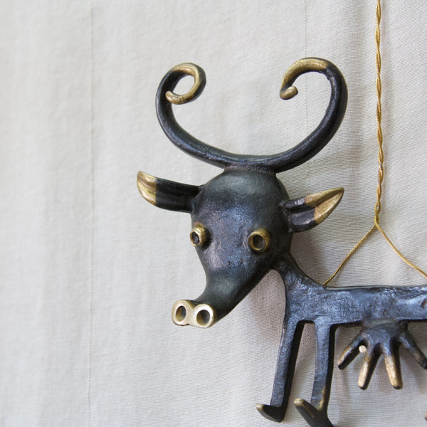 Extra large Walter Bosse figural cow or bull key rack holder, Germany 1960s